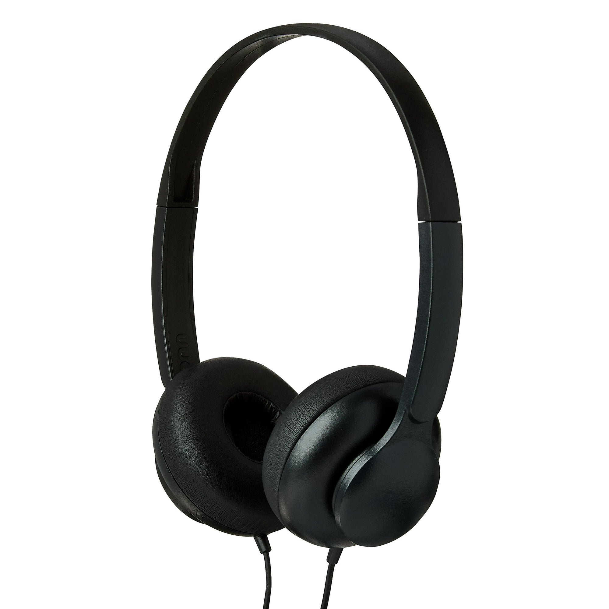 onn On-Ear Headphones Black Lightweight, Adjustable Headband, AUX Cord