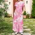 thumbnail image 7 of OGLCCG Girls Summer Maxi Dress Tie Dye Short Sleeve Casual Holiday A Line Flowy Long Dress Loose Boho Beach Dress with Pockets 4-14 Years, 7 of 7
