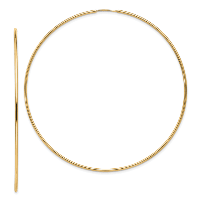 14k Yellow Gold Endless Tube Hoop Earrings Round