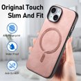 thumbnail image 6 of Allytech Magnetic Case for iPhone 16 Pro Max, Compatible with MagSafe, Premium PU Leather Slim Fit Anti-Fingerprint & Anti-Drop Protective Case Support Wireless Charging & Car Mount - Pink, 6 of 10