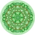 thumbnail image 1 of Ahgly Company Tapis Rond Lavable en Machine Intérieur Vert Jade Transitionnel, 8 Pieds Rond, 1 of 7