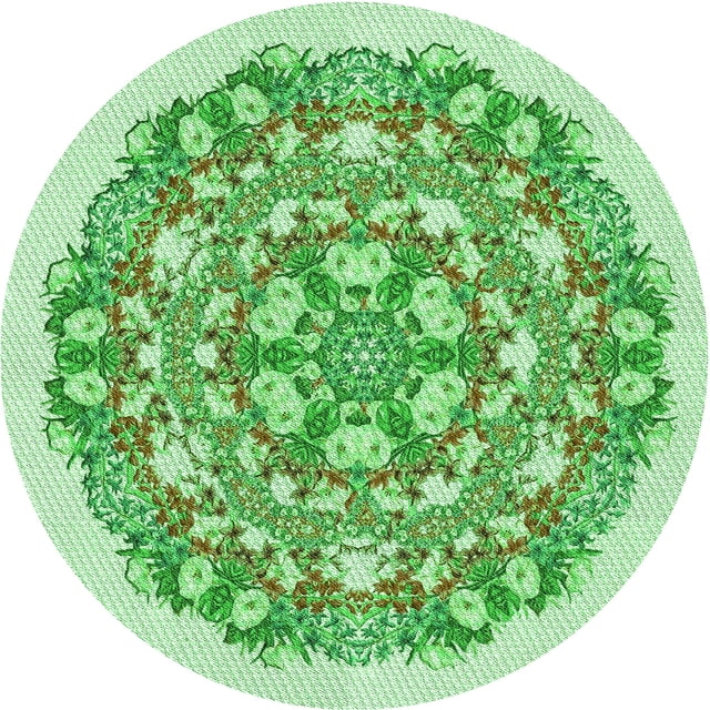 Ahgly Company Tapis Rond Lavable en Machine Intérieur Vert Jade Transitionnel, 8 Pieds Rond