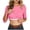 Hot Pink, variant on Womens Summer Tops with Built in Bras Fashion Solid Color Crew Neck 3/4 Sleeve Shirts Soft Casual Blouses
