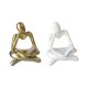thumbnail image 1 of Estatua de pensador abstracto de estilo nórdico de 2 piezas, adorno de resina de mesa coleccionable Oro blanco, 1 of 9