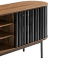 thumbnail image 6 of Media TV Stand Console Table, Walnut Black, Wood, Metal Steel, Oval, Living Room Lounge Cafe Lobby Hospitality Restaurant, Modern Contemporary HB34883, 6 of 9