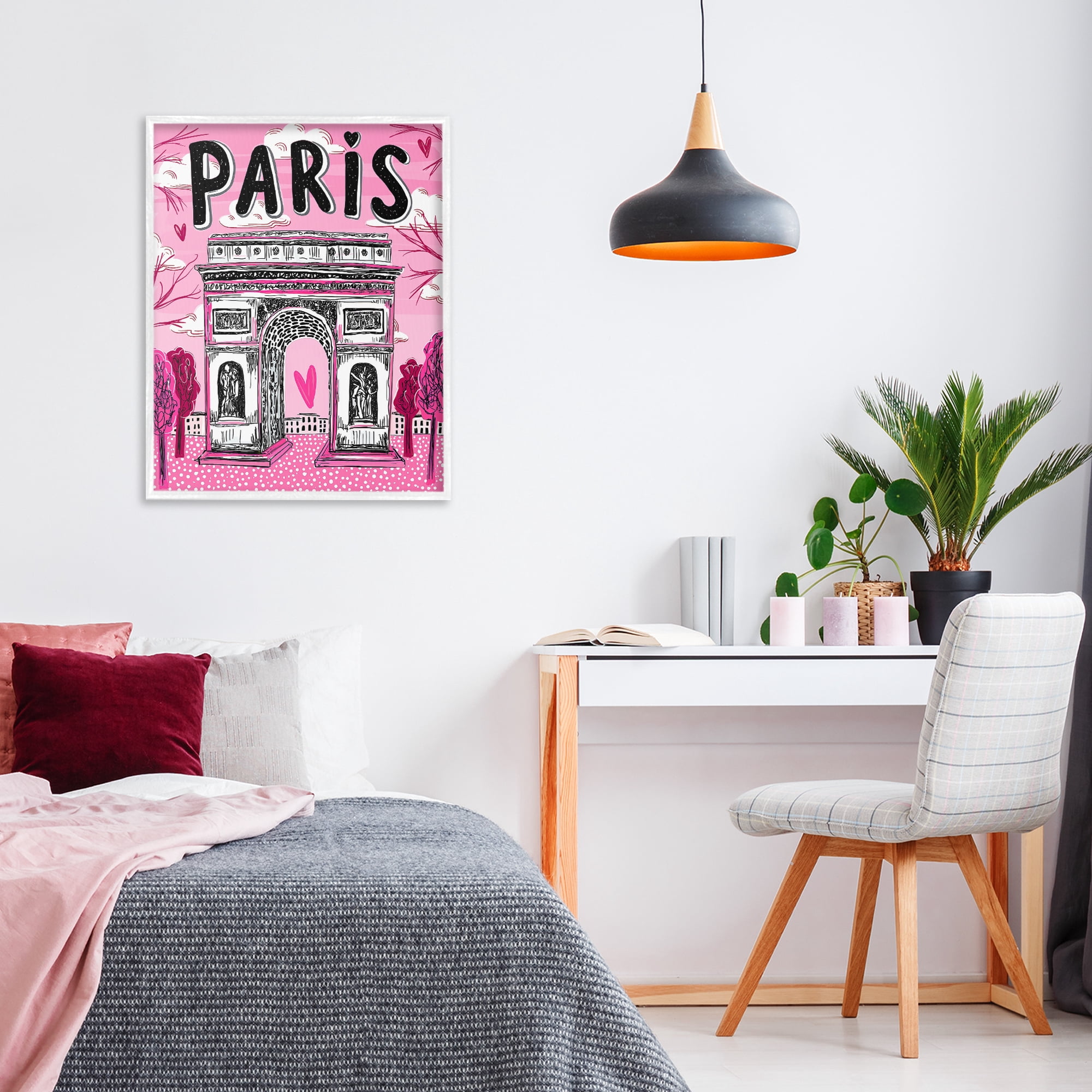 Stupell Industries Romantic Paris Arc de Triomphe White Framed Giclee Art, design by Jess Stempel