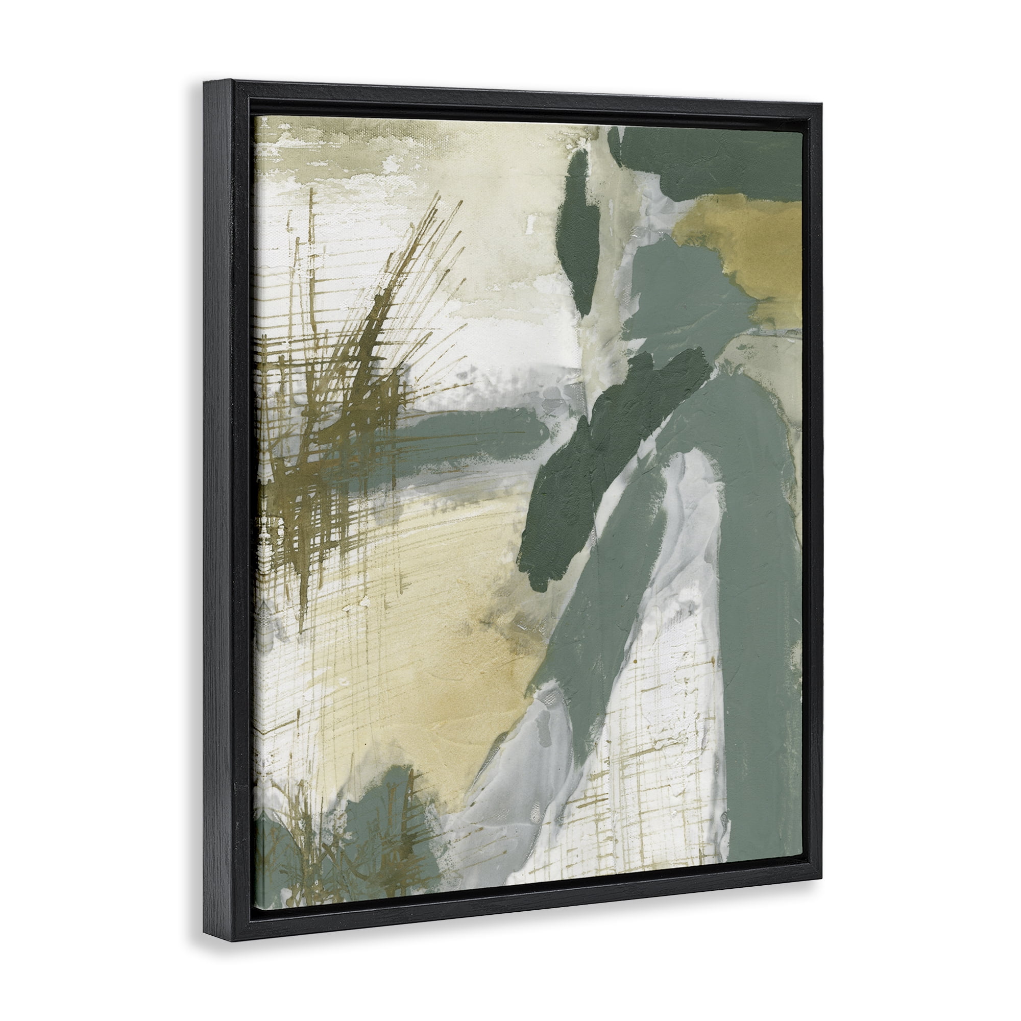 Stupell Industries Dynamic Abstract with Grey Abstract Painting Black Floater Framed Canvas Art Print Wall Art, 17 x 21