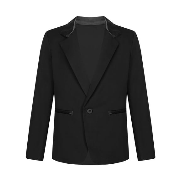 Sholeno Kids Boys Long Sleeve Formal Suit Blazer Coat One-Button Gentleman Suit Jacket Outerwear for Black 4