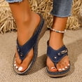 thumbnail image 2 of Rokment Women's Orthopedic Wedges Dressy Sandals Trendy Casual Leather Platform Flip Flops with Arch Support Beach Comfortable Walking Slip on High Heels Slides Shoes B Size 9, 2 of 7