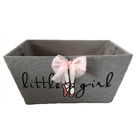

MDR Trading AP-2CBW485BOW Gray with Pink Ballet Shoes & Bow Little Girl with Has A Matching Fabric Liner Basket