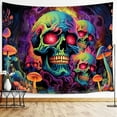 thumbnail image 3 of Skull Blacklight Tapestry, UV Reactive Trippy Skeleton Wall Tapestry for Bedroom Aesthetic, Glow in the Dark Mushroom Aesthetic Bedroom Living Room Dorm Decor, 60X40IN, 3 of 5