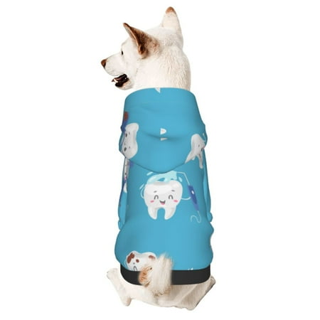 Haiem Cute Healthy Teeth for Winter Dog Hoodie Sweatshirts with Pockets Warm Dog Clothes for Small Dogs Chihuahua-Large