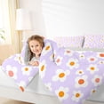 thumbnail image 4 of Homewish Purple Flower 7-Piece Twin Bedding,Cute Cartoon Themed Bedding Comforter Set,Light Gray Reversible, 4 of 8