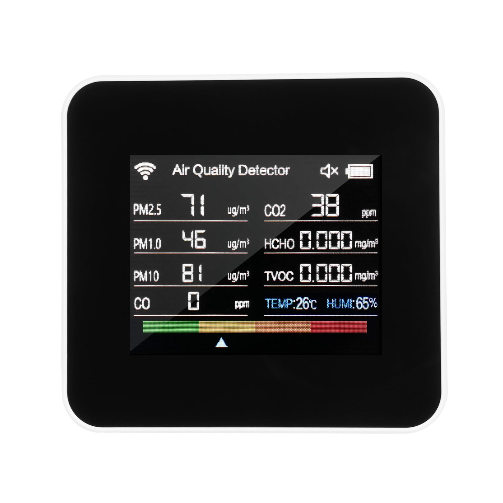 Air quality detector,Pm1.0 Pm10 And Pm2.5 Pm1.0 Quality - Pm10 2.8inch Tft Co Tvoc Air Quality Display Support App Tvoc Temperature Wifi App With Time 14-in-1 Indoor Tft In 1