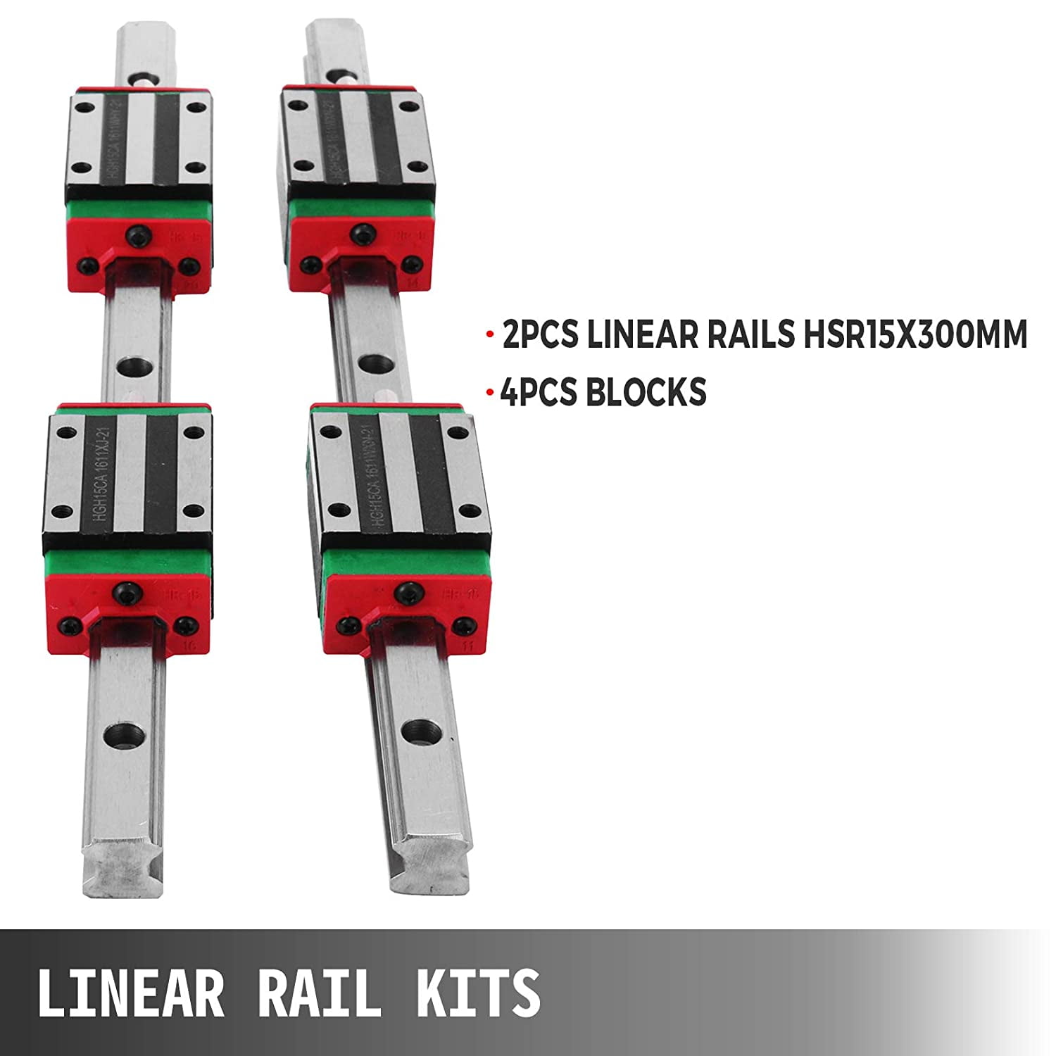 2Pcs HGH 15CA Rail Block Carriage Precision Linear Motion Guide Rail Durable 