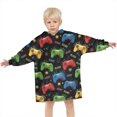 thumbnail image 3 of Colorful Controllers Games Stars Black Pattern Blanket Hoodies for Kids 6-13YR Oversize Wearable Blanket Hoodies for Boys Girls Teens, 3 of 7