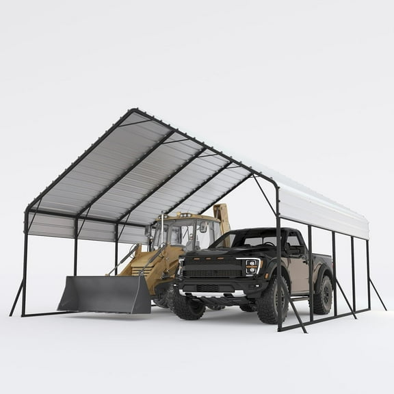 2025 New 20'x20'x13' Heavy-Duty Outdoor Metal Carport for 2 Cars, for Heavy Snow, Permanent Shelter for Boats, Full-Sized Pickup Trucks, and Tractors, N.W. 800 Lbs