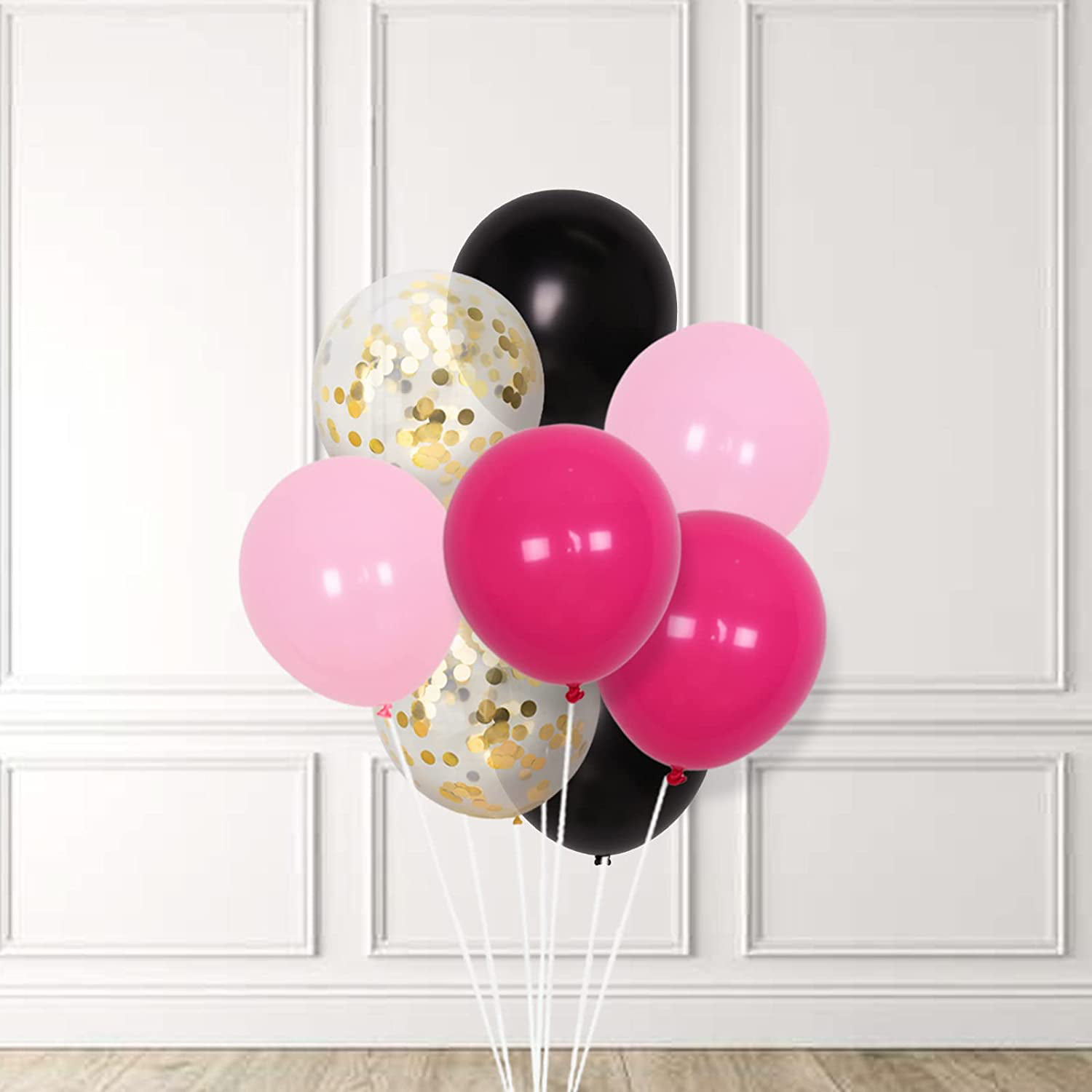 FLAIR Hot Pink Black and Gold - Balloons, Streamers, Candles, Stars Co –  Rich Girl Graphics