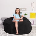 thumbnail image 2 of Chill Sack Bean Bag Chair, Faux Rabbit Fur with Memory Foam Fill, 5 ft, Black, 2 of 2