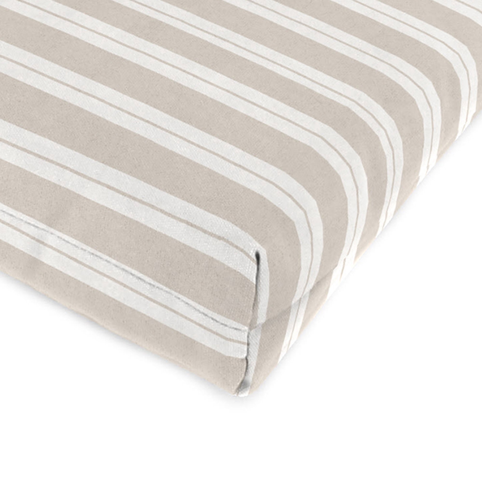Jordan Manufacturing 44" x 22" Swain Sand and White Stripe Rectangular Outdoor Chair Cushion with Ties and Hanger Loop
