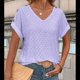 thumbnail image 4 of Camiseta con Bordado de Ojales para Mujer, Blusa Informal de Verano con Cuello en V, Blusa Holgada A , Color , Talla L, 4 of 8