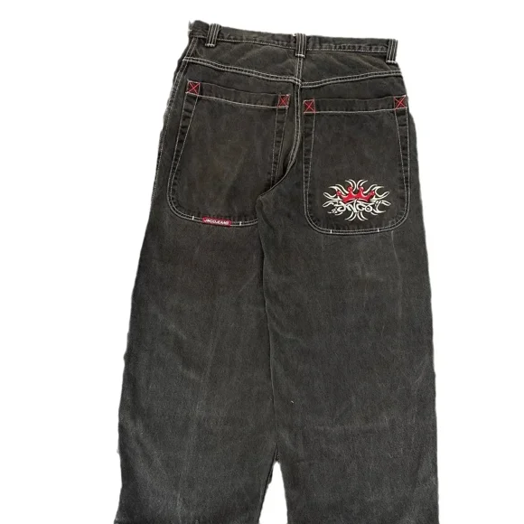 JNCO Jeans Men Y2K Style Hip Hop Harajuku Embroidered Retro Denim Pants Streetwear Casual Baggy High Waist Wide Leg Trousers New ZR