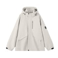 thumbnail image 4 of HAPIMO Women's Waterproof Jacket Long Sleeve Zip Up Jacket Coat Outdoor Casual Hiking Coat Solid Big Flap Pockets Hoodies Fall Winter Trendy Outerwear Jacket Gray XXL, 4 of 9