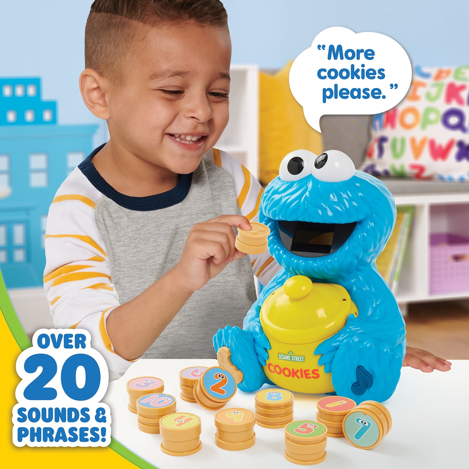 Sesame Street Cookie's Counting Jar, 12-Pieces, Learning and Education, Kids Toys for Ages 2 up