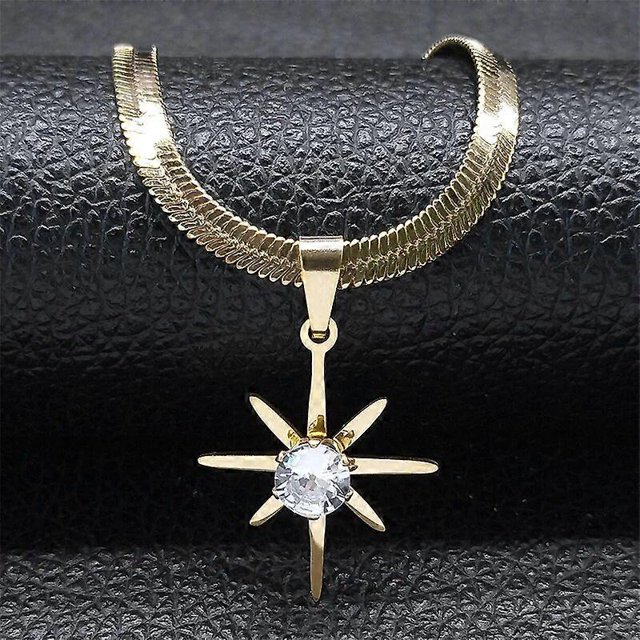 Fashion Shinny Crystal Star Pendant Necklaces for Women Stainless Steel Snake Chain Clavicle Necklace Jewelry collares N8234S04