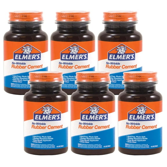 Elmer's Rubber Cement, 4 oz w/Applicator, Pack of 6