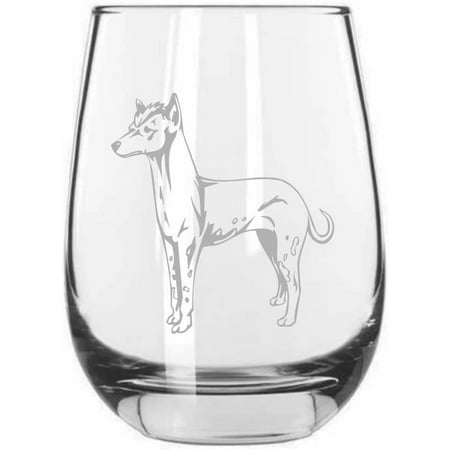 

Peruvian Hairless Dog Themed Etched 15.25oz Libbey Stemless Wine Glass