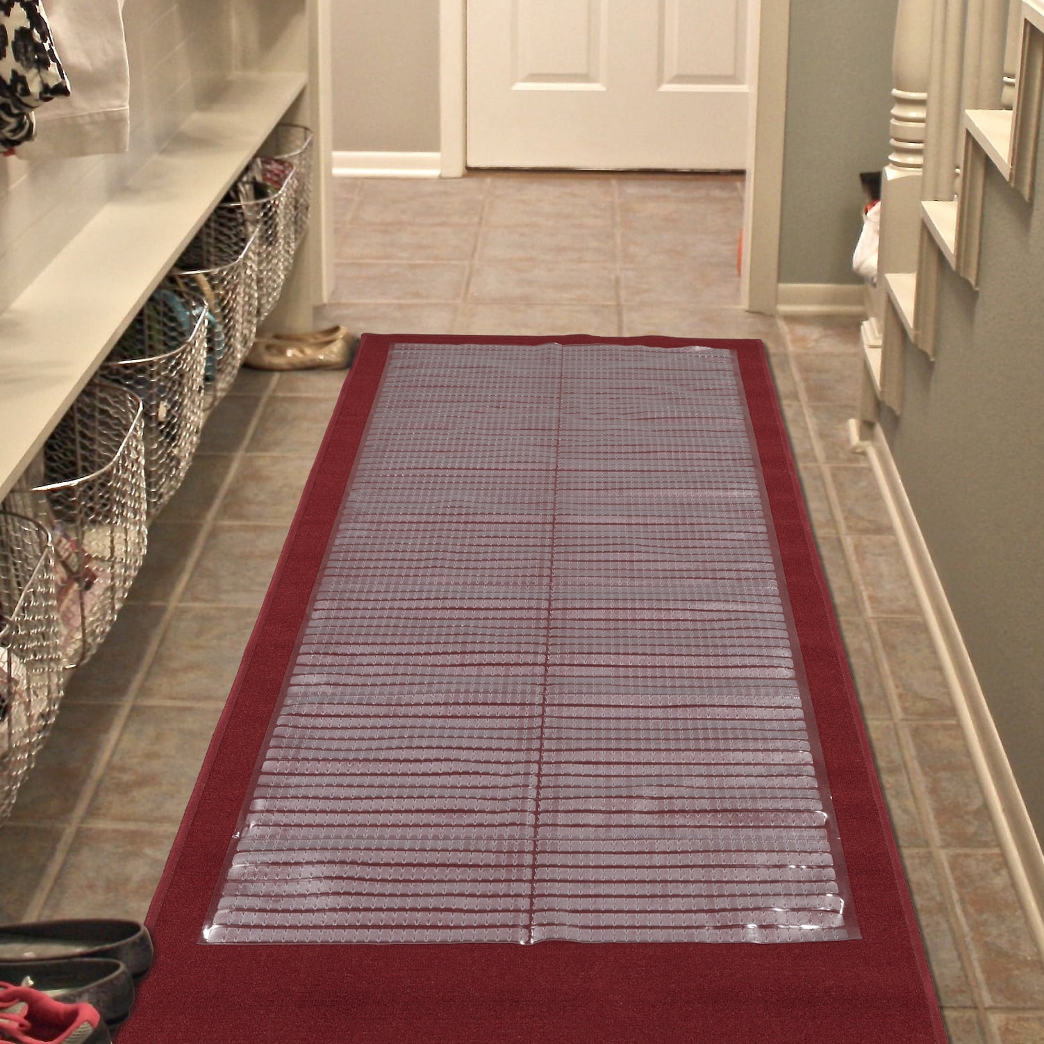 Berrnourhome Multi-Grip Carpet Protector Mat Clear Plastic Runner Rug