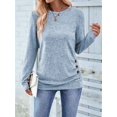 thumbnail image 4 of Womens Long Sleeve Shirts Tops Button Casual Blouses Pullover Tunic Winter Fashion Clothes Sky Blue XXL, 4 of 9