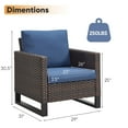 thumbnail image 6 of Gymojoy 2-Piece Outdoor Wicker Club Lounge Chairs,Patio Arm Chair Set in Brown/Blue, 6 of 9