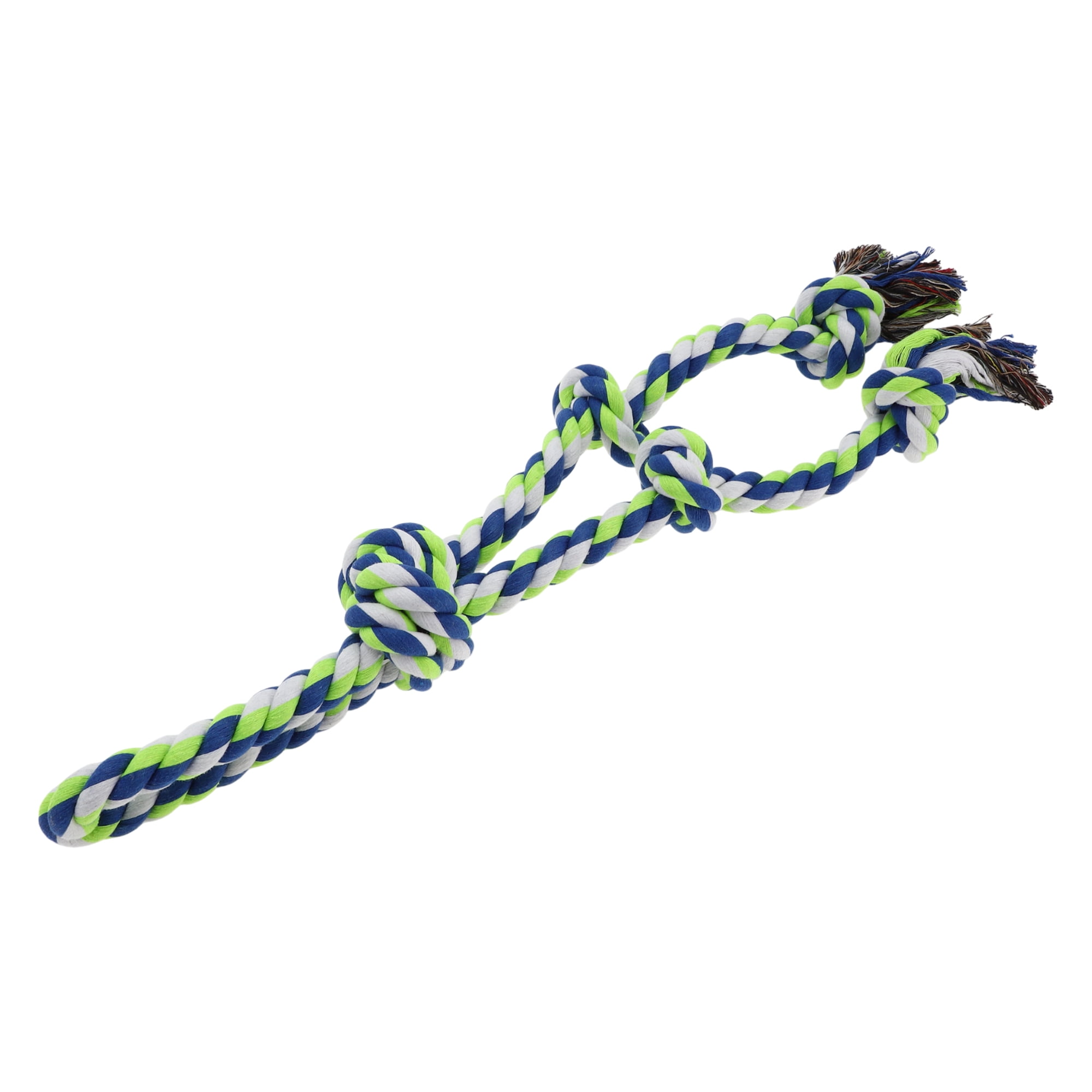Unique Bargains Knots Shape Dog Chew Rope Durable Braided Cotton Teeth Cleaning Rope for Cats Dogs Rose Blue Green