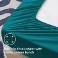thumbnail image 4 of shiyou-Queen Sheets, Soft Teal Microfiber Cooling Sheets Drap Lit with Corner Straps, Emerald Deep Pocket Luxury Hotel Cozy Bedding Set, 4 of 4