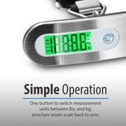 Stainless Steel Digital Luggage Scale with Tare Function and 110lb/50kg Capacity - Silver -2 pack