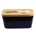 thumbnail image 1 of Tumotour Ceramic Stoneware With Lid Butter Set Bread And Container With Knife Wooden Lid Non-slip Base, 1 of 8