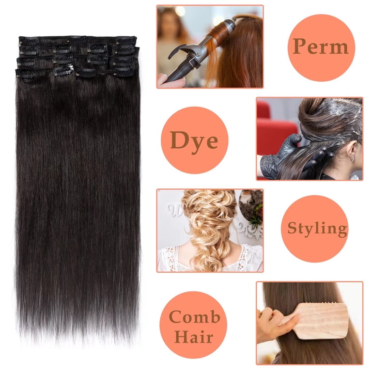 15 Inch Clip-In Human Hair Extensions, Remy Hair, Thick Full Set Amazon.com : PARAHAIR Clip in Hair Extensions 15 main image 2