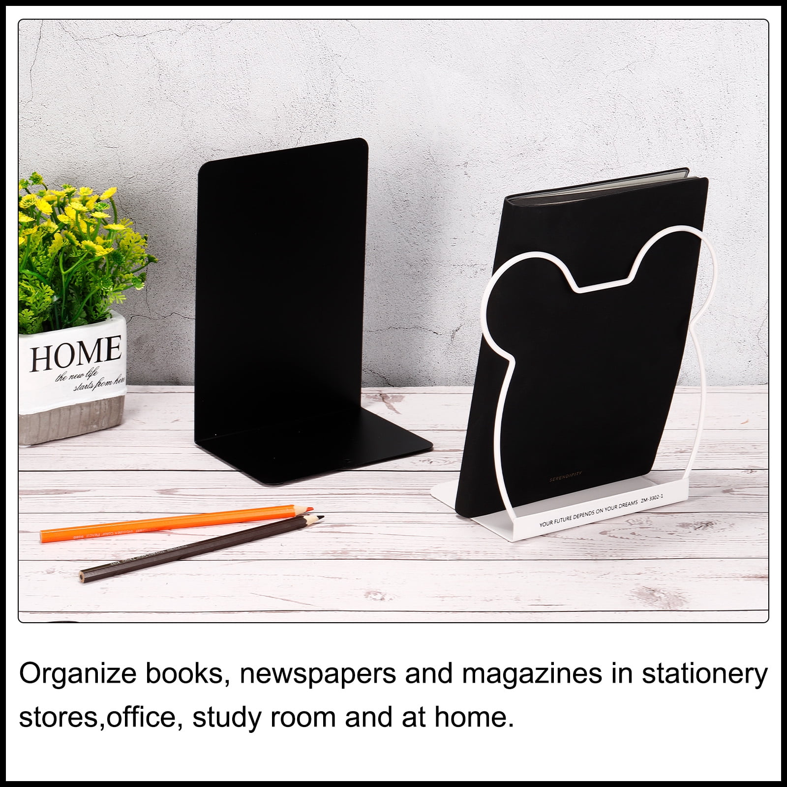 Unique Bargains Metal Bookend with L Shape Design 5.35"x3.74"x7.68" 2 Set Green