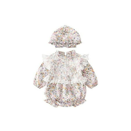 

DancePeanut Newborn Baby Girl Clothes Set Floral Lace Bib Long Sleeve Romper Flower Shorts Jumpsuits Hat Outfit New Born Infant Clothing New