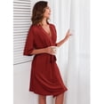 thumbnail image 3 of Ekouaer Short Robes for Women Lightweight Kimono Robes Knit Bathrobe Soft Sleepwear with Pockets, 3 of 6