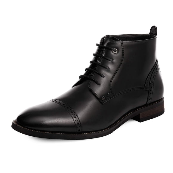 Botines de Vestir para Hombre Bruno Marc con Punta de Ala y Cordones en Negro