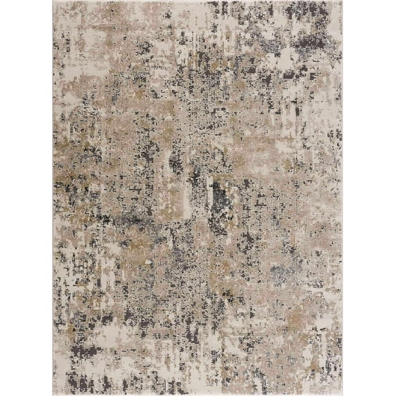 BoutiqueRugs Pewamo Contemporary Area Rug - Peach, Tan, Dark Brown - 6'7" x 9'6"