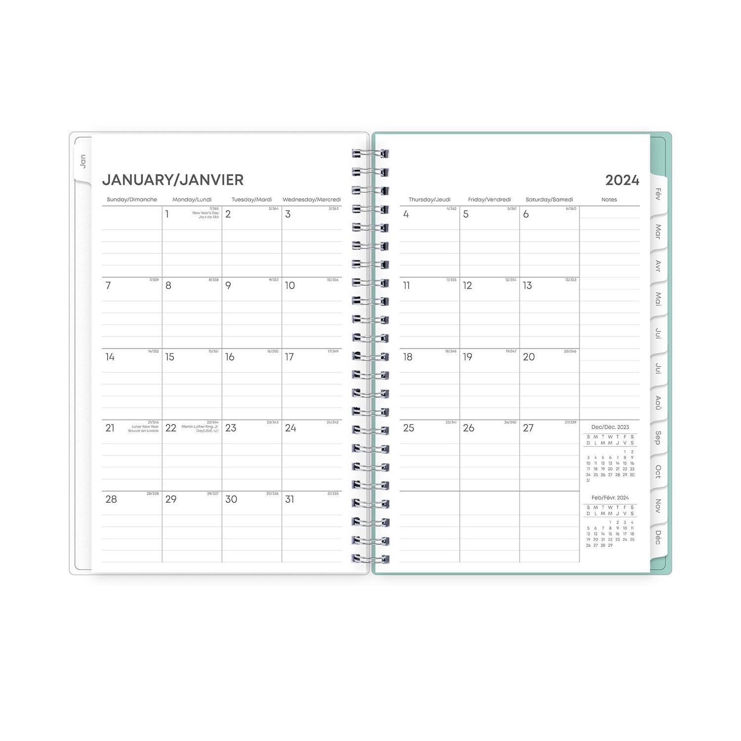 2024 Weekly Monthly Planner, 5x8, Blue Sky, Wellesley