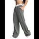 thumbnail image 3 of Pantalones Anchos de Cintura Alta para Mujer, para y Otoño. Pantalones Informales de Trabajo y Negocios. Gris S, 3 of 9
