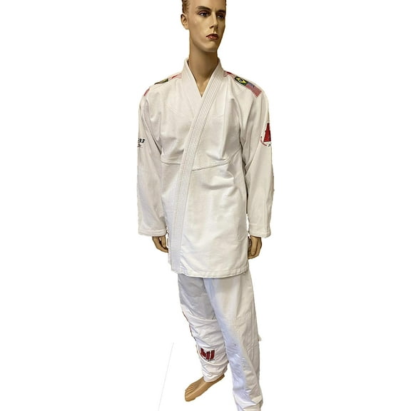 Woldorf USA BJJ Jiu Jitsu Uniform White WF Logo Competition Uniform, Martial Arts, Fighting Uniform, Training Uniforms, Pre-Shrunk, Ultra Light Weight Uniforms Soft Fabric
