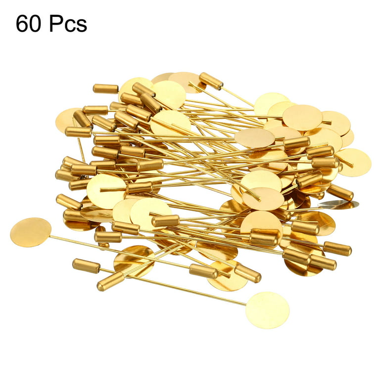Uxcell Round Brooch Pins 3 Inch Metal Tray Stick Lapel Pin Long Needle  Clips, Gold Tone, 60pcs