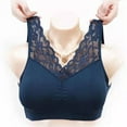 thumbnail image 5 of Bigersell Bras for Older Women Lace Wireless Bralette Pullover Bras with Removable Cup Ladies V-Neck Push-up Full-Coverage Pull On Bras Padded Bralettes Womens Sports Bras Blue One Size, 5 of 7