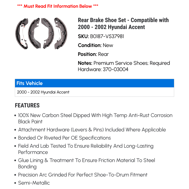 Rear Parking Brake Shoe For Pontiac Firebird 1998-2002 - PC-137090 Replacement